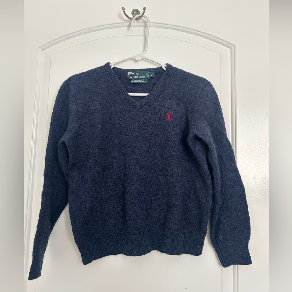 Polo by Ralph Lauren 100% Lambs Wool V Neck Sweater size large